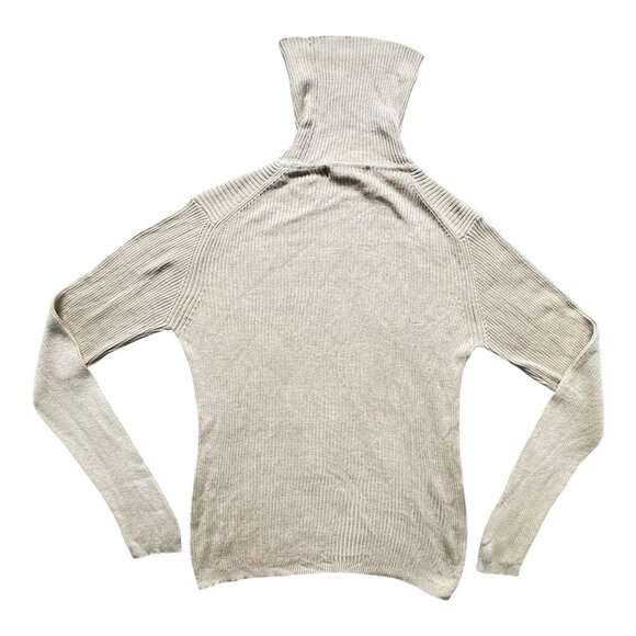 Brooks Brothers 100% Silk Turtleneck Sweater Beige Ribbed Knit Women’s M - Picture 4 of 8